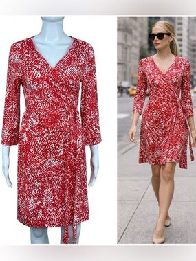 Diane Von Furstenberg Julian Two Jersey Wrap Dress Size 12 Snakeskin Print NWT